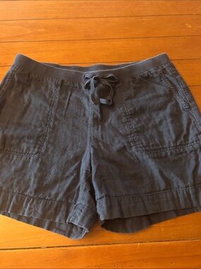 J. Jill Navy Drawstring Cotton Casual Shorts | Size Medium